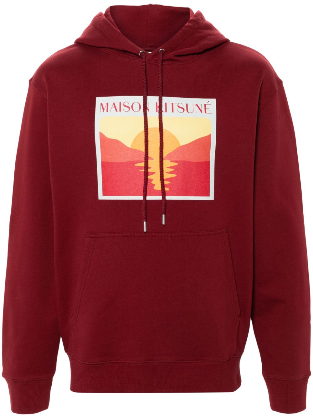 Maison-Kitsune Maison Kitsuné Sunset Postcard Cotton Hoodie Red Men Hoodies