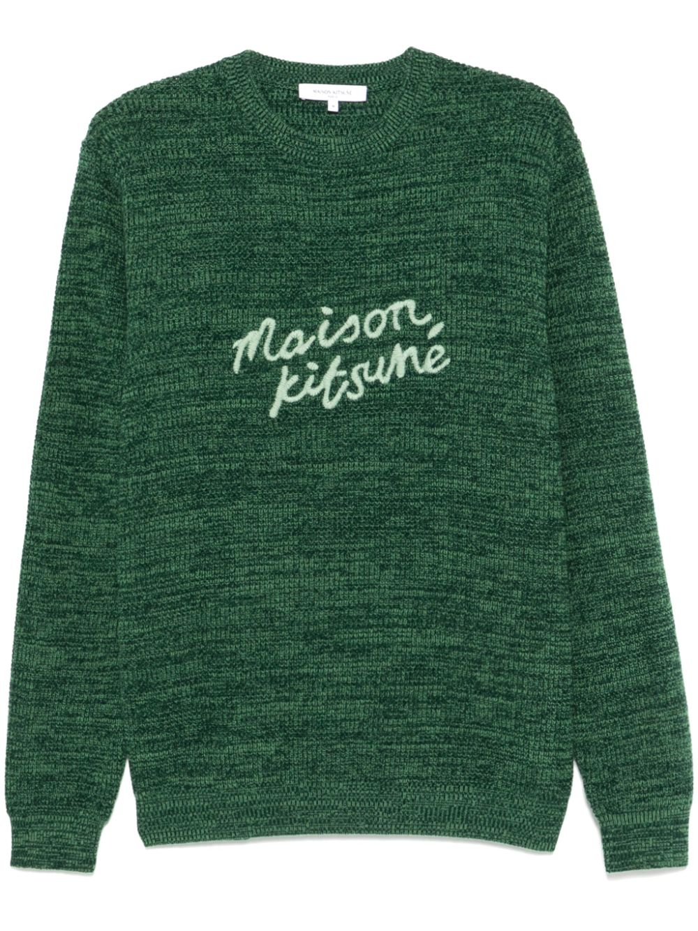 Maison-Kitsune Knitted Sweaters Men Maison Kitsuné logo-embroidered Sweater Green