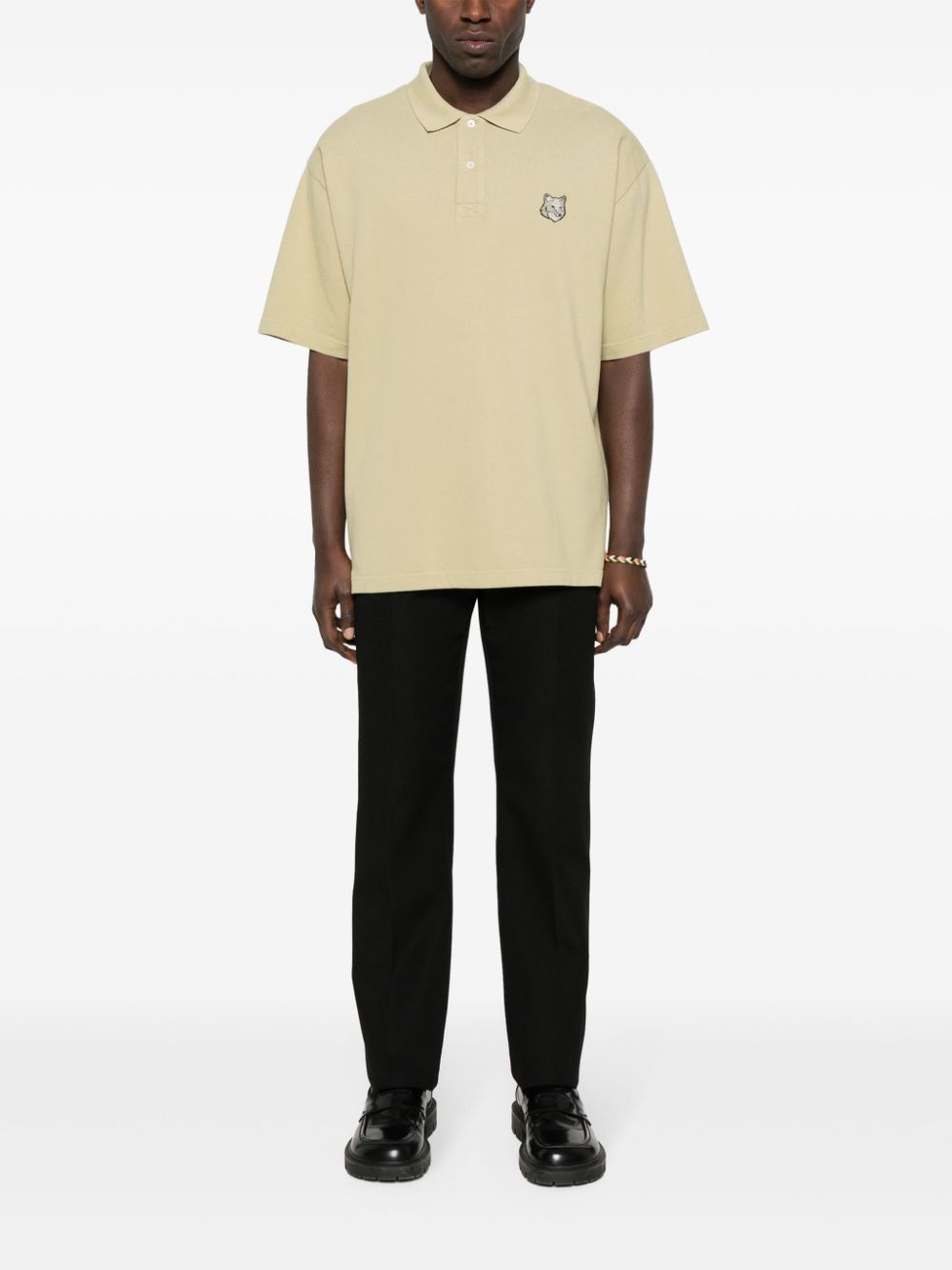 Maison Kitsuné Bold Fox Head Cotton Polo Shirt Green Men Polo Shirts Maison-Kitsune