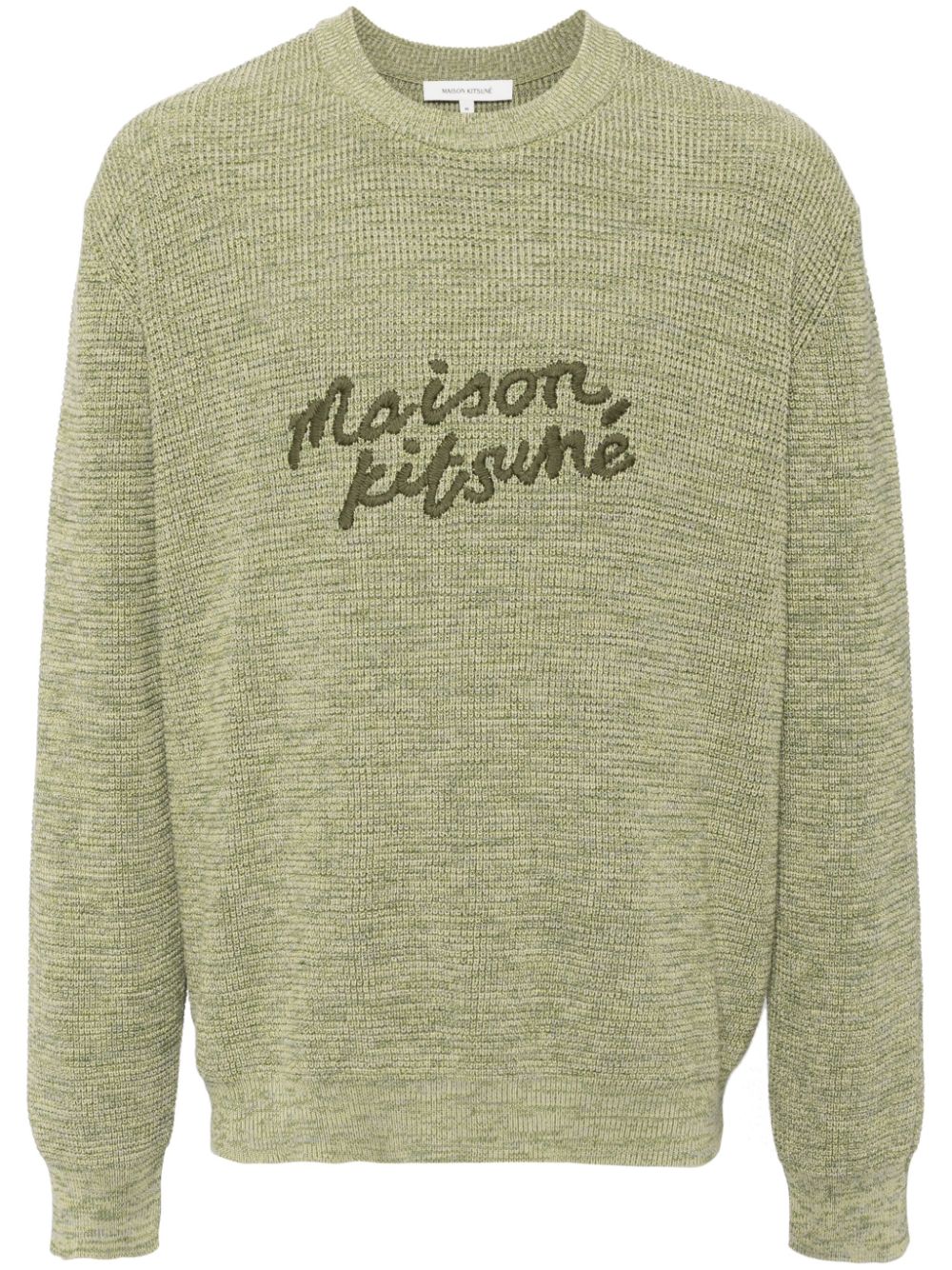 Men Knitted Sweaters Maison-Kitsune Maison Kitsuné logo-embroidered Cotton Jumper Green