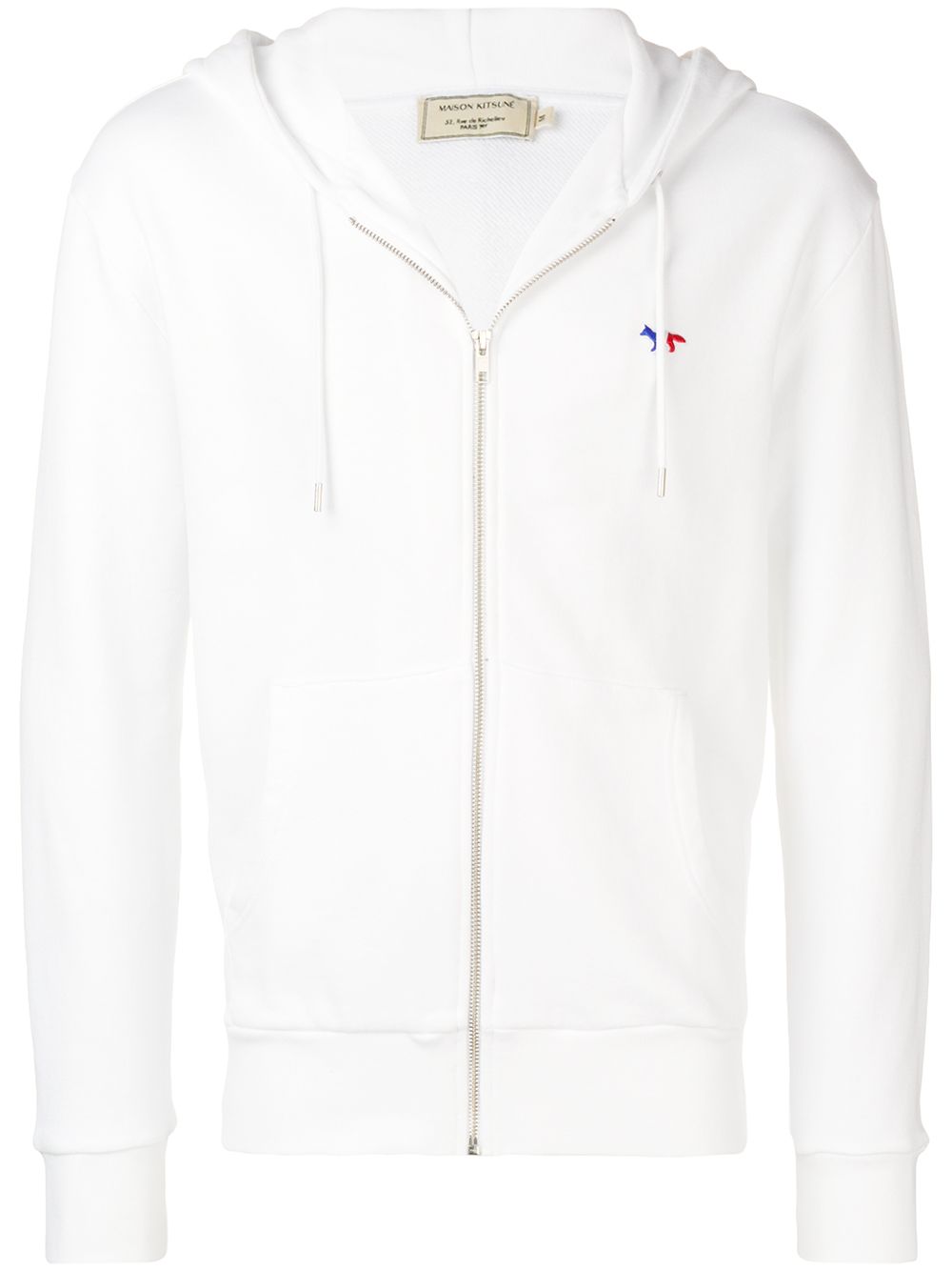 Maison-Kitsune Hoodies Men Maison Kitsuné Fox Zip Up Hoodie White