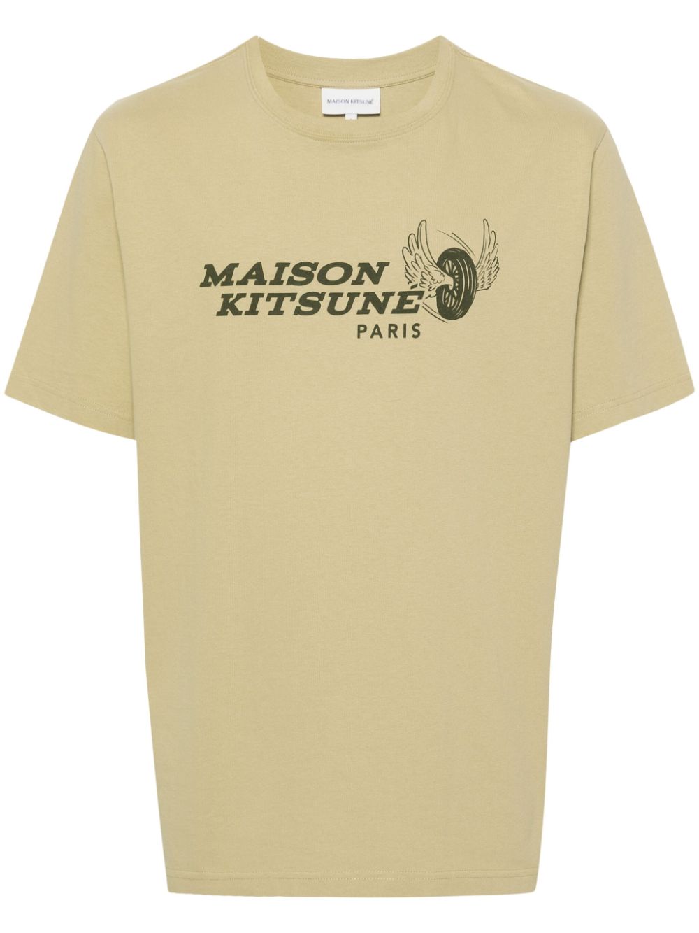 Maison-Kitsune Maison Kitsuné Racing Wheels-print T-shirt Green Men T-Shirts