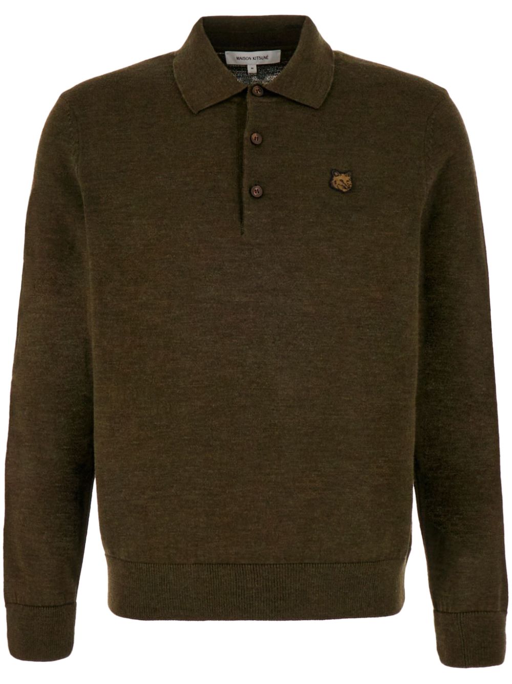 Maison Kitsuné logo-patch Polo Shirt Green Men Polo Shirts Maison-Kitsune