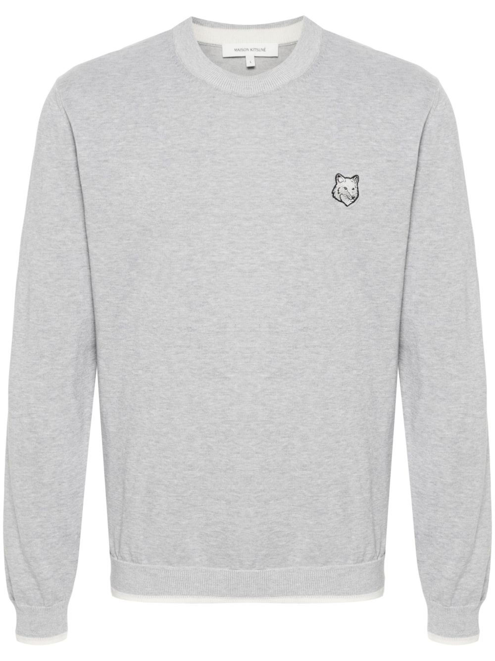Men Knitted Sweaters Maison-Kitsune Maison Kitsuné fox-motif Knitted Jumper Grey
