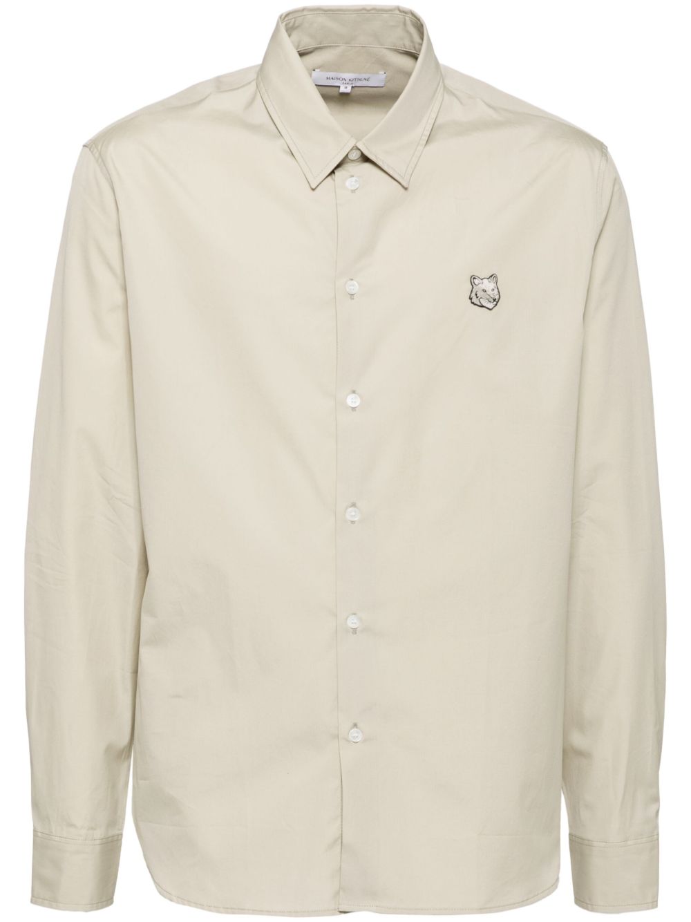Maison-Kitsune Maison Kitsuné Fox Head-embroidered Shirt Neutrals Men Shirts