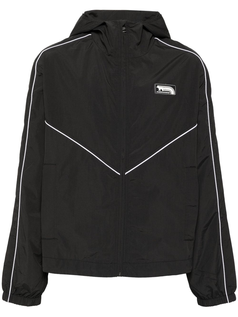 Maison-Kitsune Maison Kitsuné Contrast Piping Hooded Jacket Black Men Sport Jackets & Windbreakers