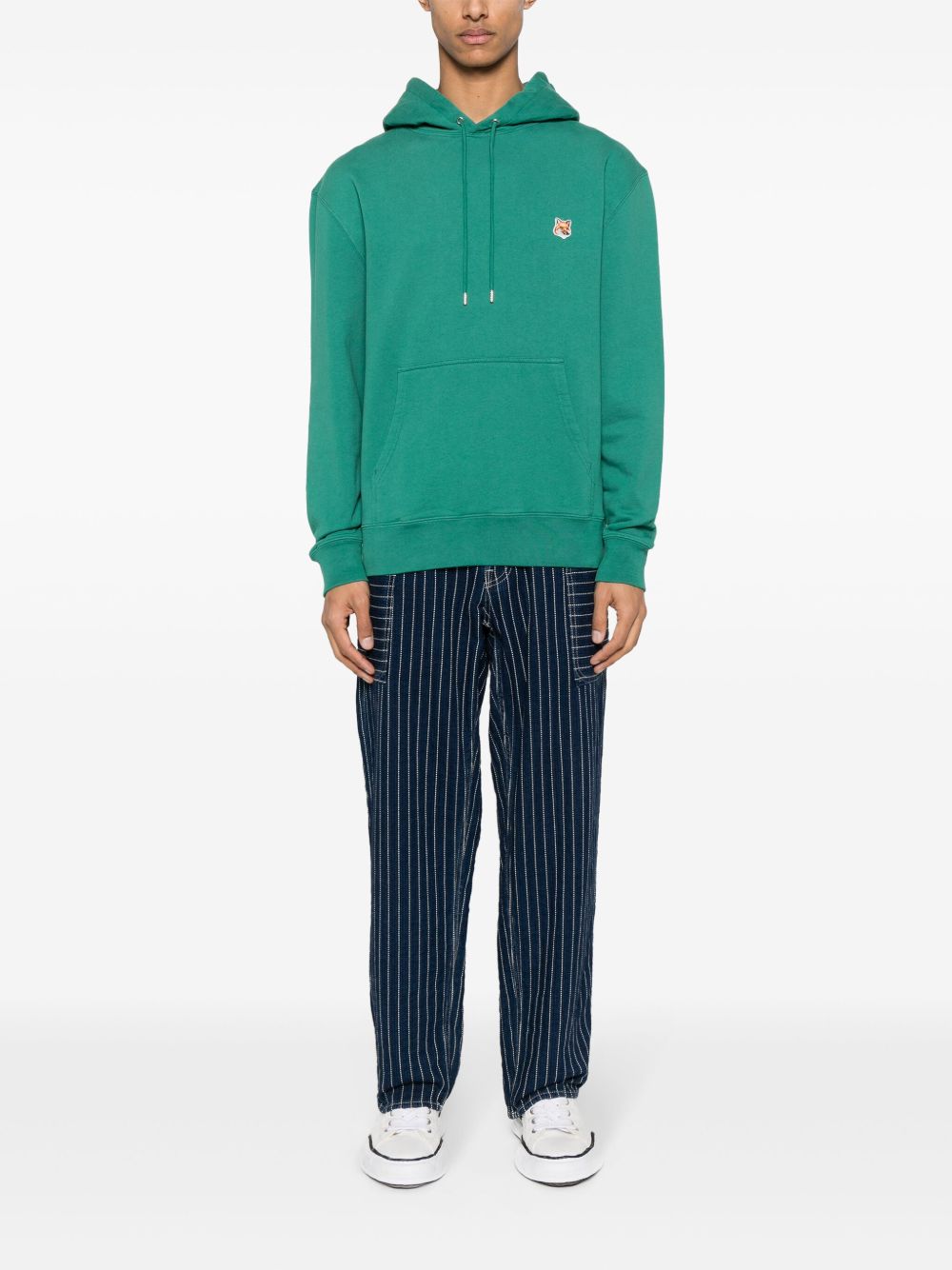 Maison-Kitsune Maison Kitsuné Fox Head Cotton Hoodie Green Men Hoodies