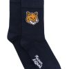 Maison Kitsuné Fox Head Socks Blue Maison-Kitsune Men Socks