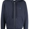 Maison-Kitsune Maison Kitsuné Fox-patch Cotton Drawstring Hoodie Blue Men Hooded Jackets