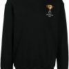 Maison-Kitsune Sweatshirts Men Maison Kitsuné motif-embroidered Cotton Sweatshirt Black