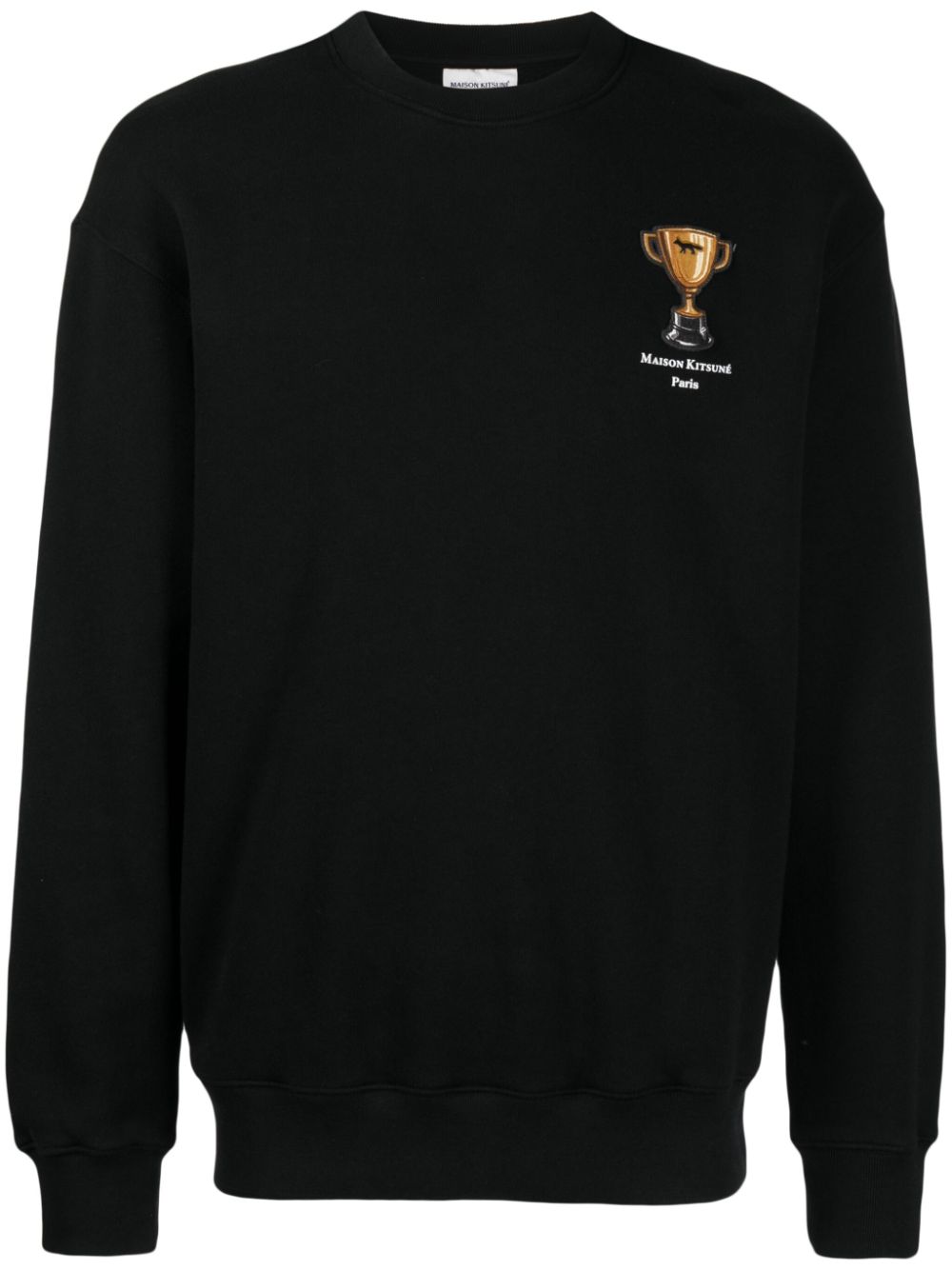 Maison-Kitsune Sweatshirts Men Maison Kitsuné motif-embroidered Cotton Sweatshirt Black