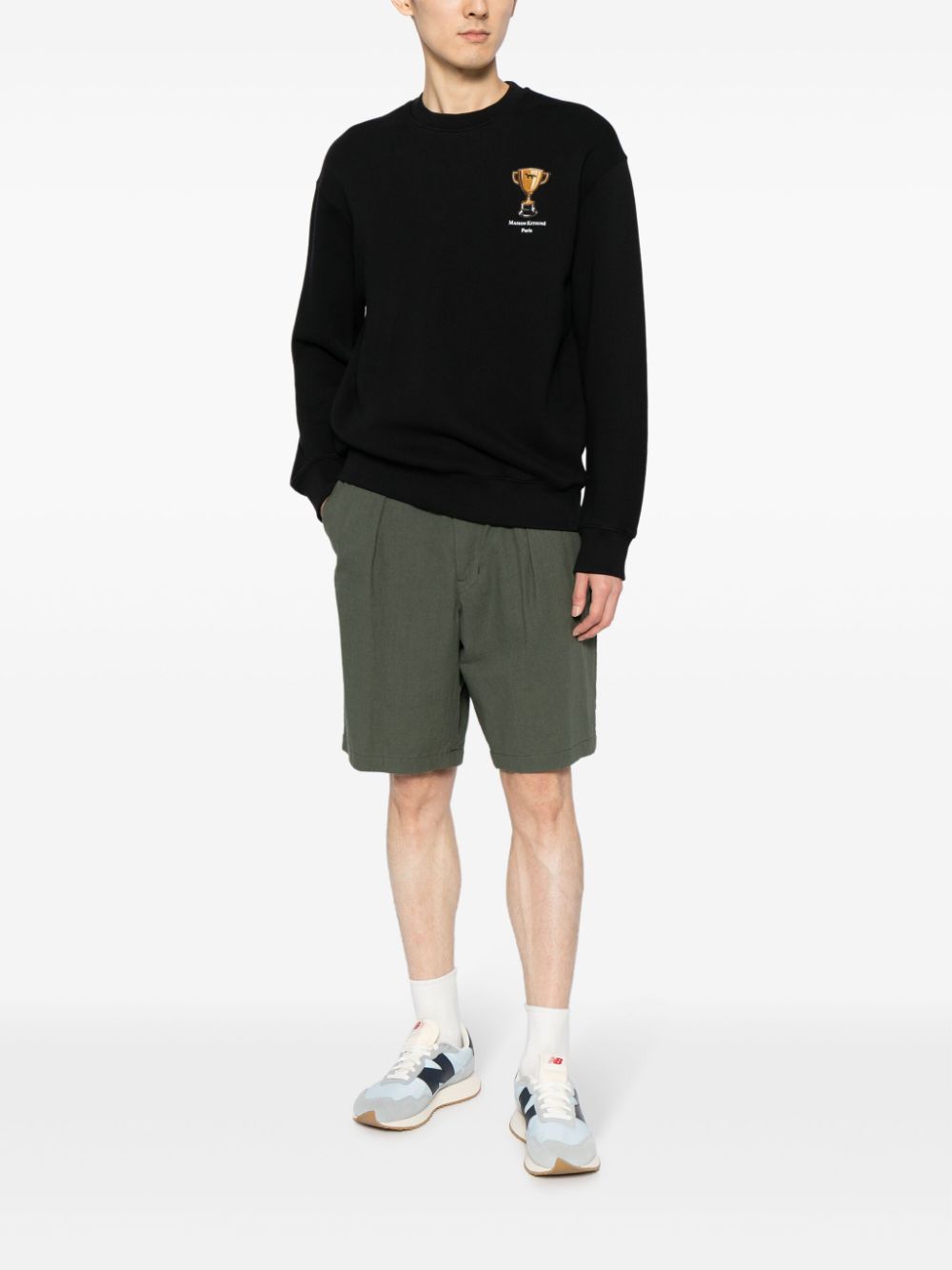 Maison-Kitsune Sweatshirts Men Maison Kitsuné motif-embroidered Cotton Sweatshirt Black