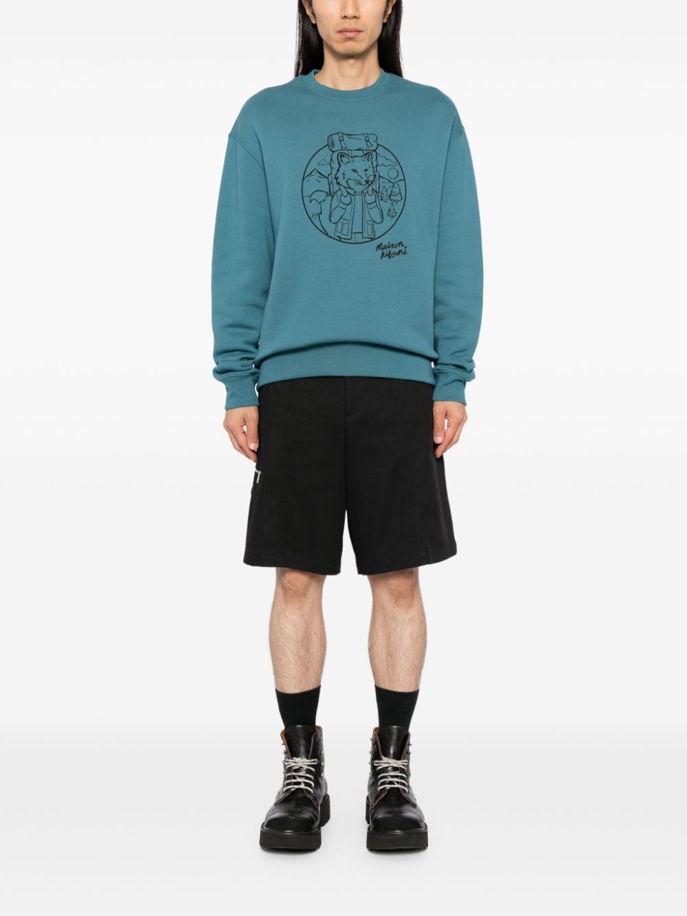 Maison Kitsuné Rambling Fox Sweatshirt Blue Men Sweatshirts Maison-Kitsune