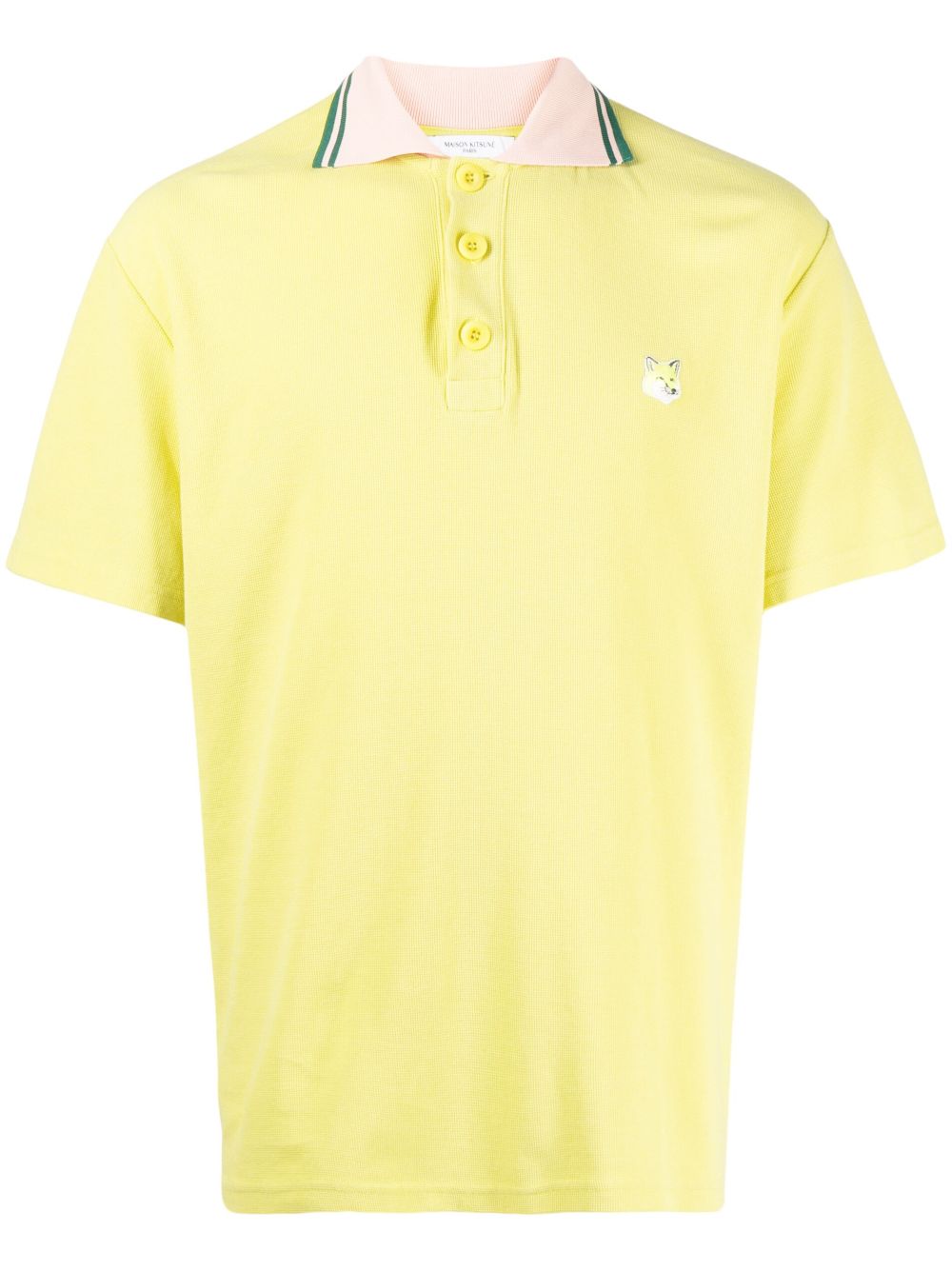 Maison Kitsuné logo-patch Polo Shirt Yellow Men Polo Shirts Maison-Kitsune