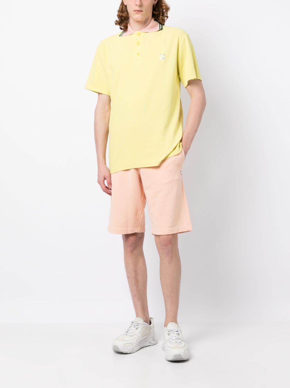 Maison Kitsuné logo-patch Polo Shirt Yellow Men Polo Shirts Maison-Kitsune