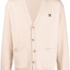 Maison-Kitsune Cardigans Men Maison Kitsuné Fox Head Patch Wool Cardigan Neutrals