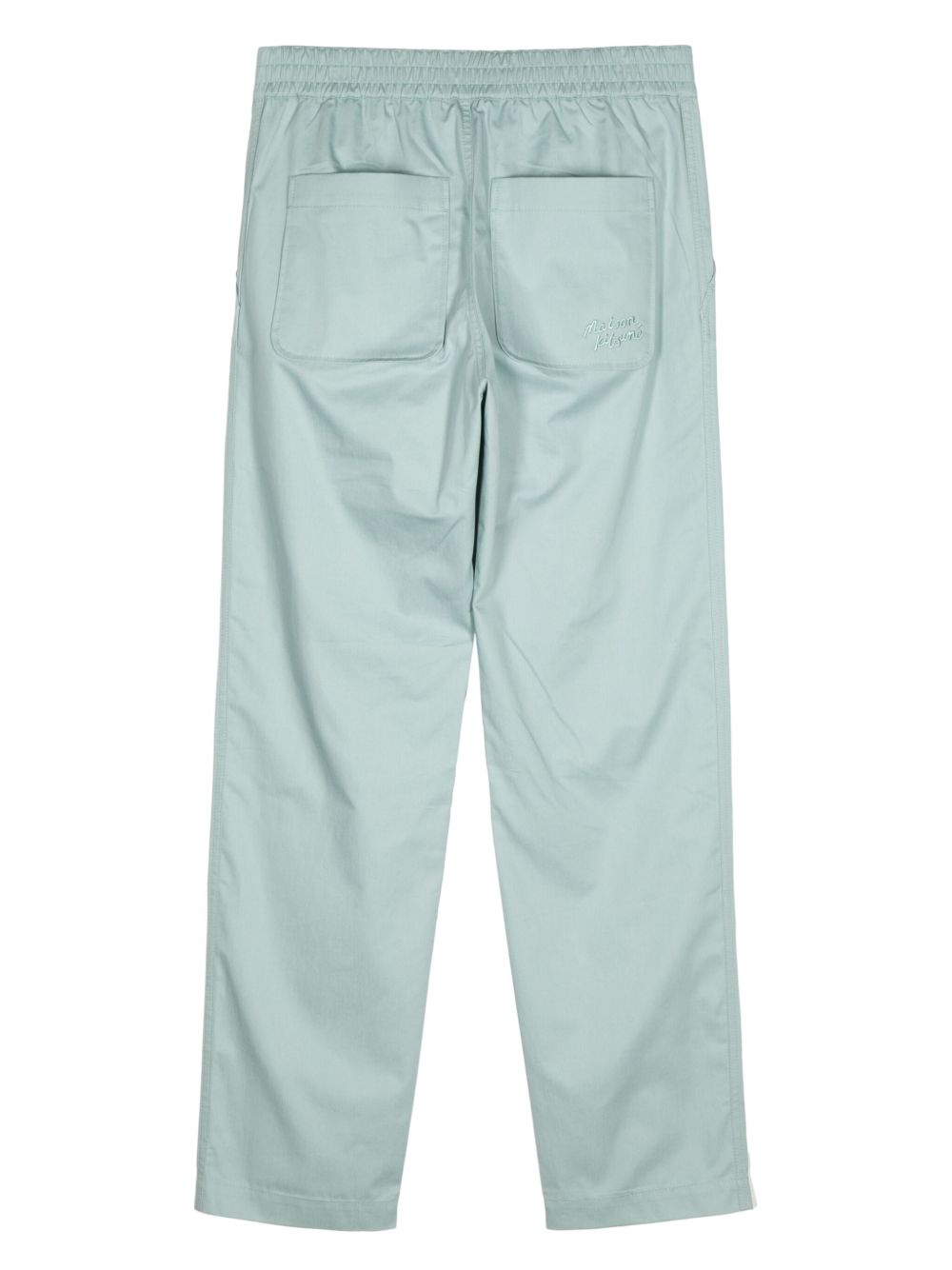 Maison Kitsuné elasticated-waistband straight-leg Cotton Trousers Blue Maison-Kitsune Men Regular-Fit & Straight Leg Pants