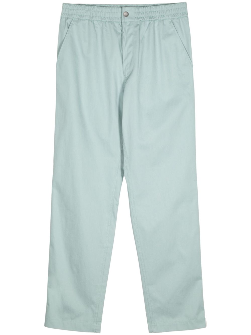 Maison Kitsuné elasticated-waistband straight-leg Cotton Trousers Blue Maison-Kitsune Men Regular-Fit & Straight Leg Pants