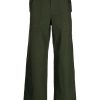 Maison-Kitsune Regular-Fit & Straight Leg Pants Men Maison Kitsuné belted-waist straight-leg Trousers Green