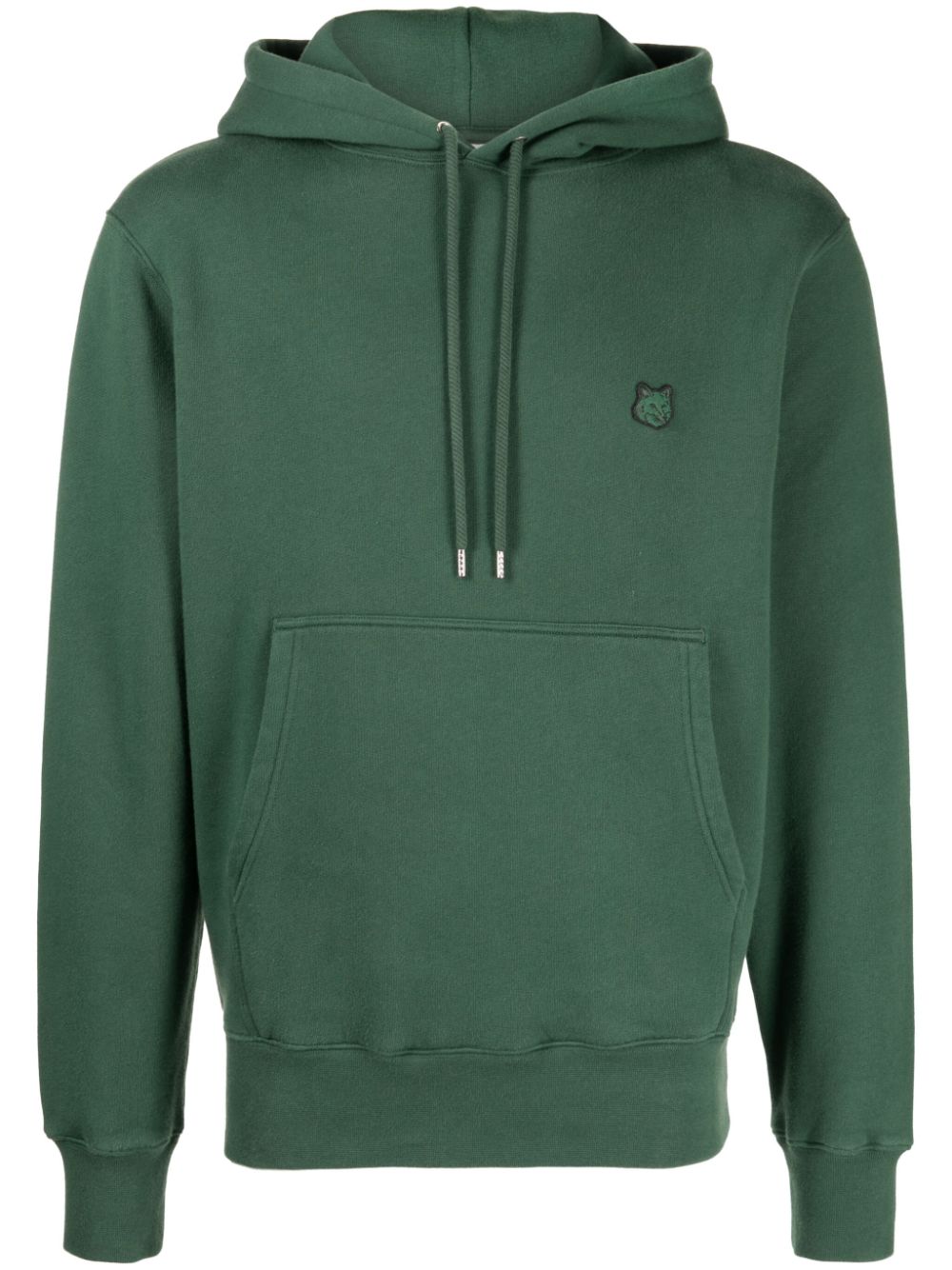 Maison Kitsuné logo-patch Cotton Hoodie Green Men Hoodies Maison-Kitsune