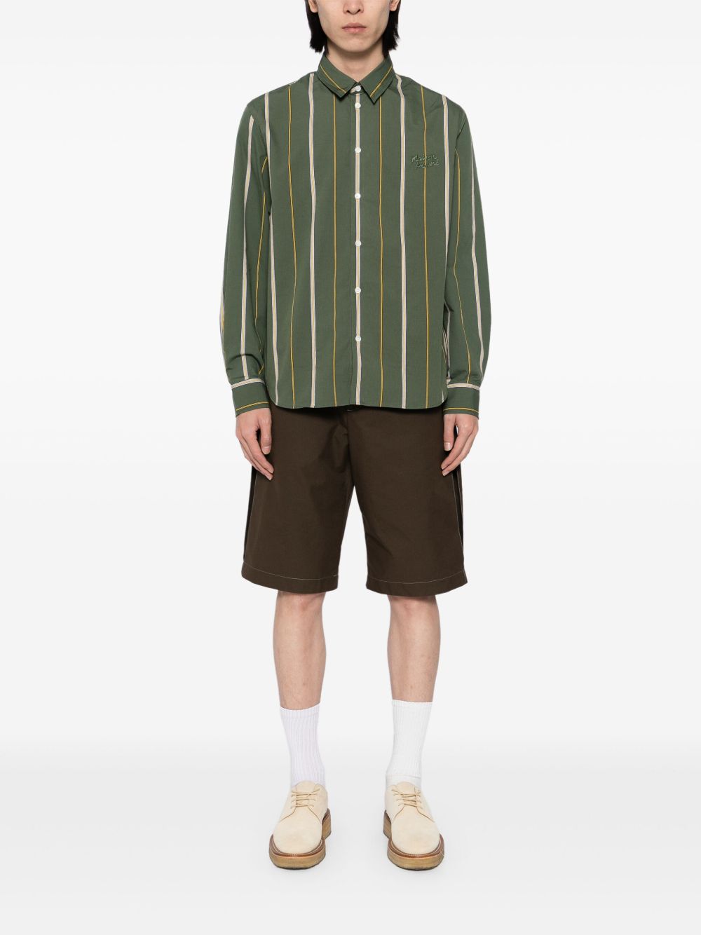 Maison-Kitsune Shirts Men Maison Kitsuné Striped Shirt Green