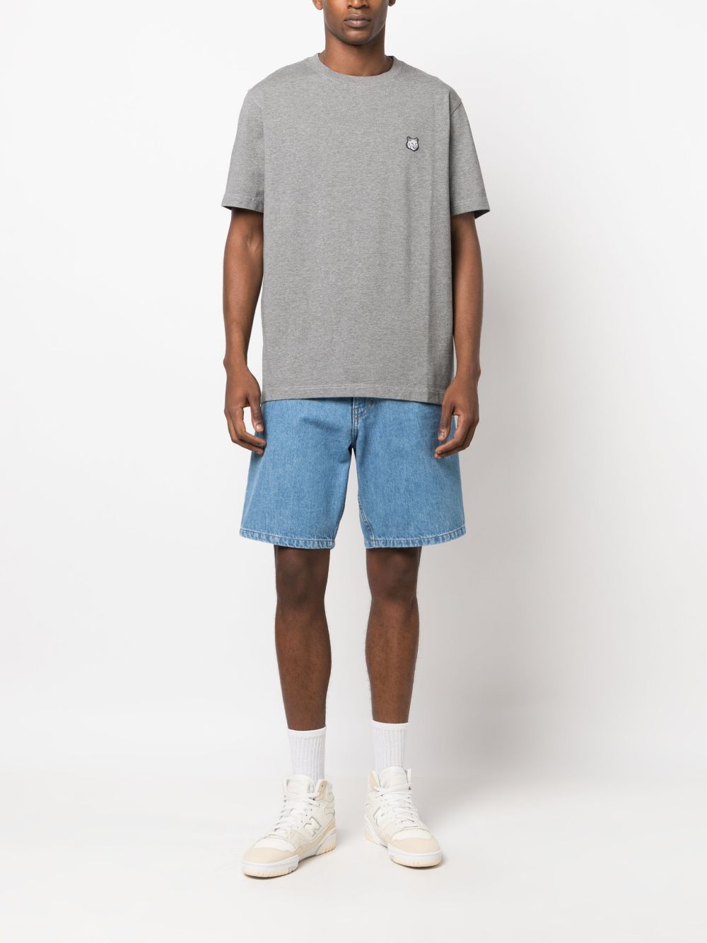 Maison-Kitsune Maison Kitsuné Bold Fox Patch Cotton T-shirt Grey Men T-Shirts