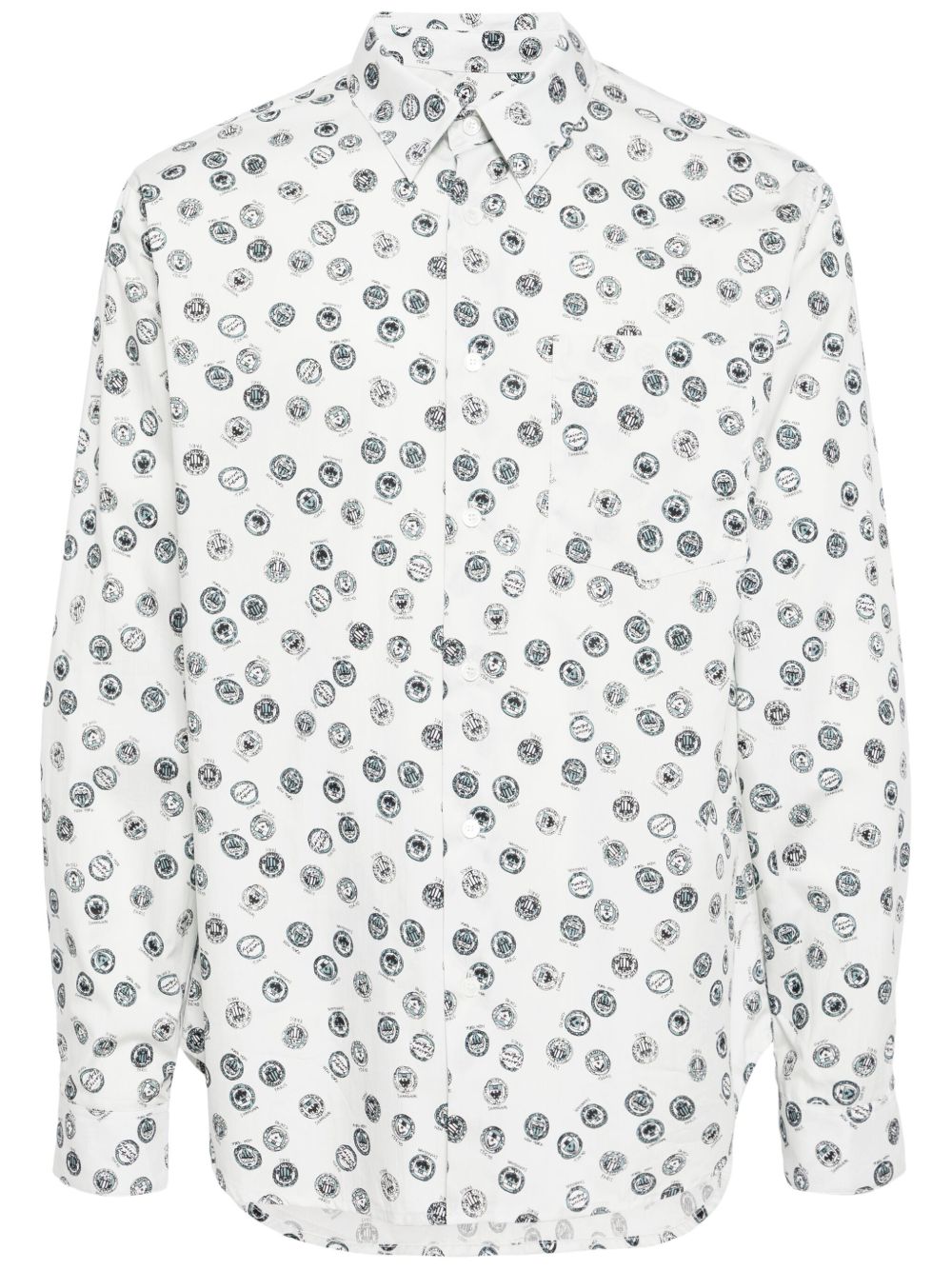 Maison Kitsuné graphic-print Cotton Shirt Blue Maison-Kitsune Men Shirts