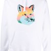 Maison-Kitsune Hoodies Men Maison Kitsuné fox-print Cotton Hoodie White