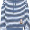 Maison Kitsuné appliqué-logo Striped Cotton Hoodie Blue Maison-Kitsune Men Hoodies