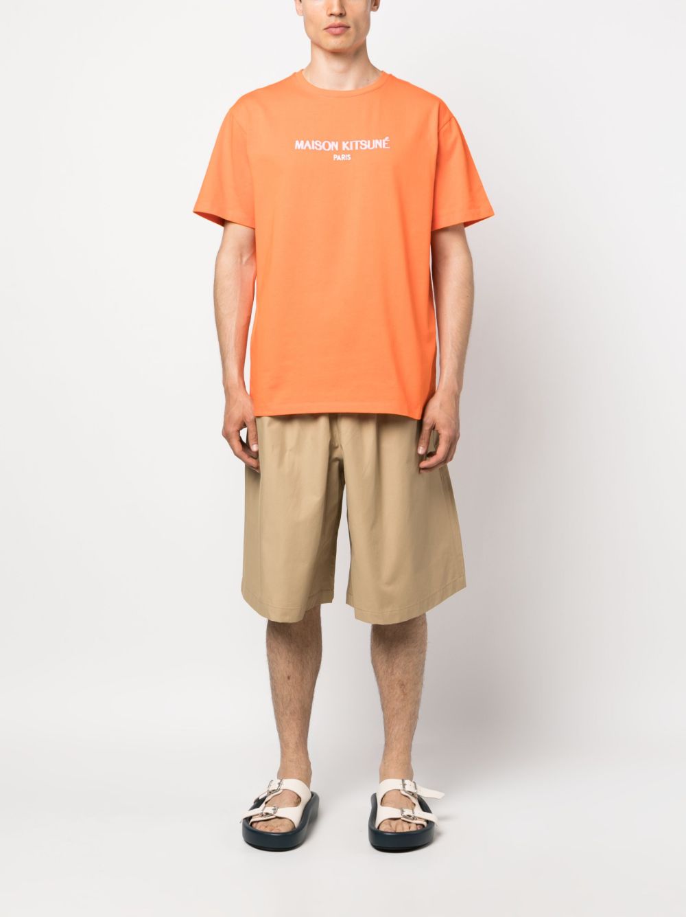 Men Track & Running Shorts Maison-Kitsune Maison Kitsuné wide-leg drawstring-waist Shorts Neutrals