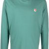 Maison-Kitsune Maison Kitsuné logo-appliqué Cotton t-shirt Green Men T-Shirts
