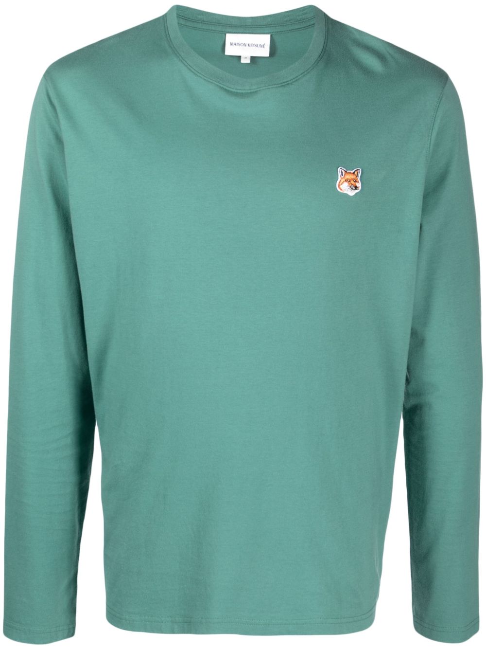 Maison-Kitsune Maison Kitsuné logo-appliqué Cotton t-shirt Green Men T-Shirts