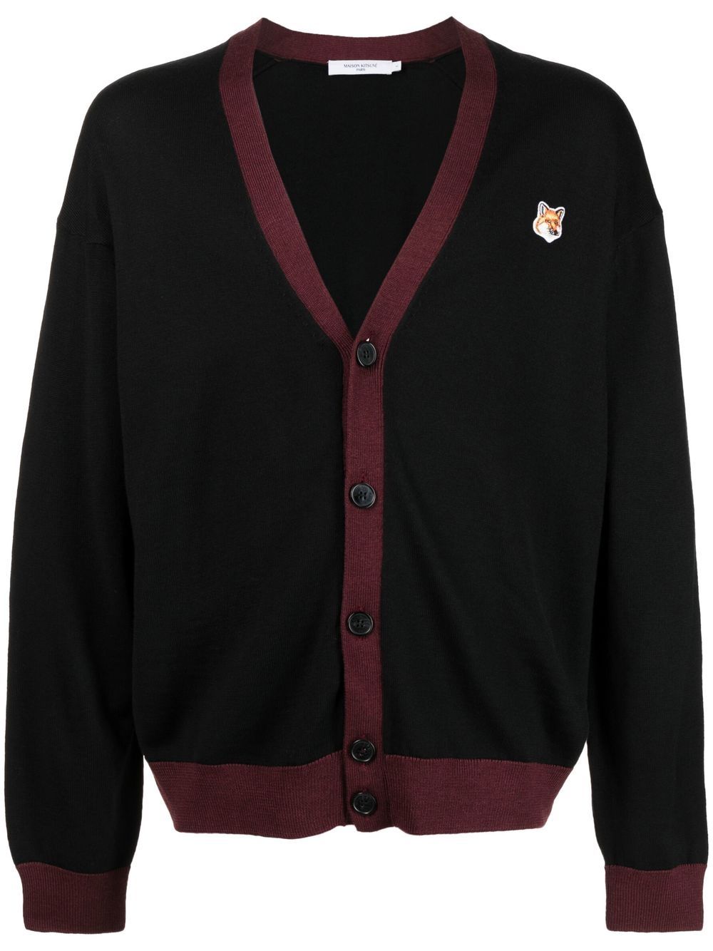 Maison-Kitsune Cardigans Men Maison Kitsuné Logo button-down Cardigan Black