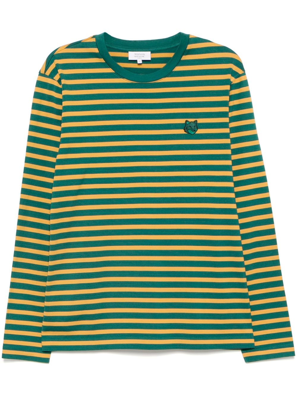 Maison-Kitsune Maison Kitsuné Fox Head long-sleeved t-shirt Green Men T-Shirts