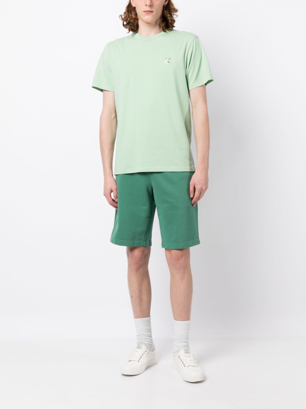 Maison Kitsuné logo-print Bermuda Shorts Green Maison-Kitsune Men Bermuda Shorts