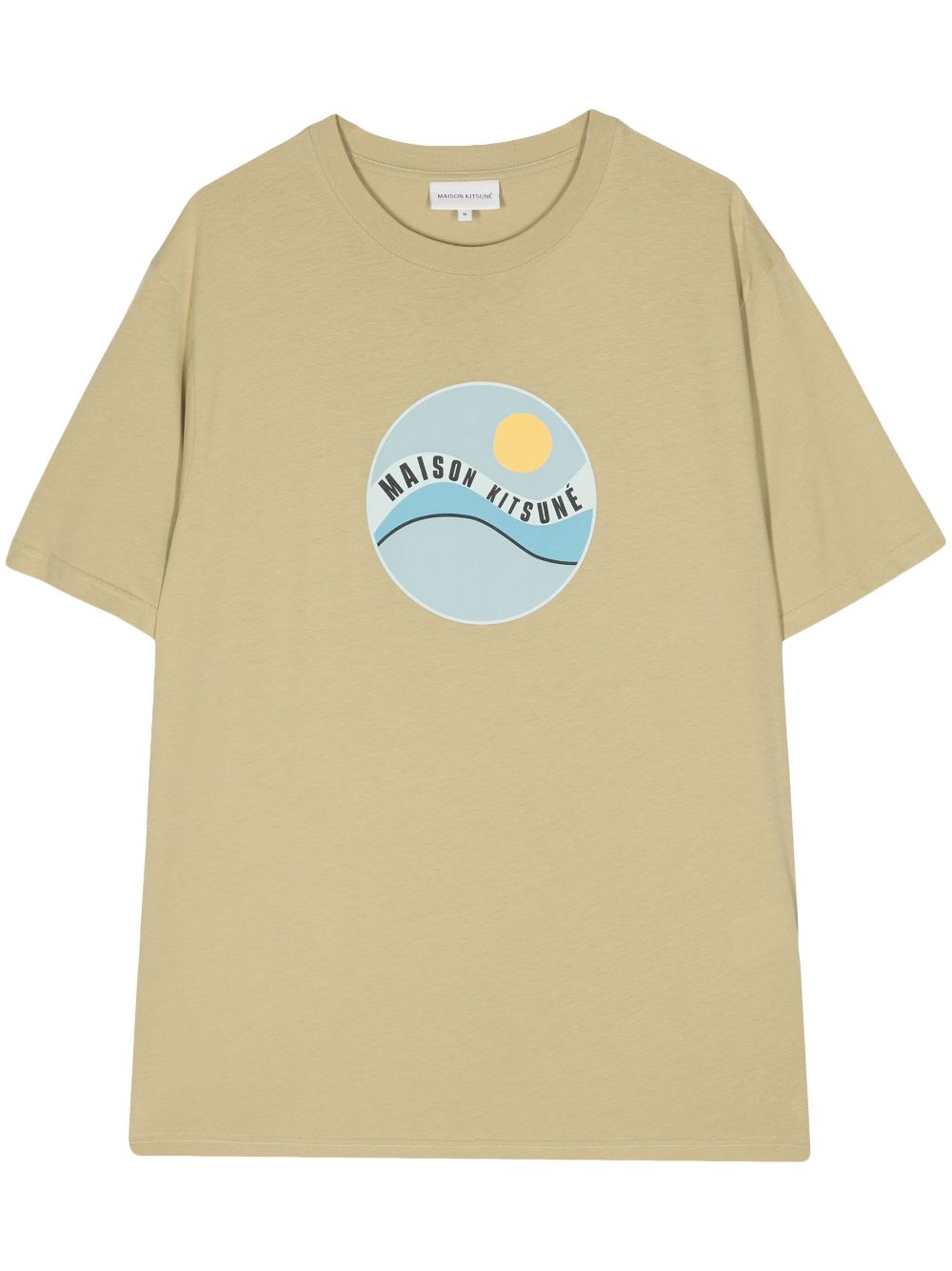 Maison-Kitsune Maison Kitsuné Pop Wave-print Cotton T-shirt Brown Men T-Shirts