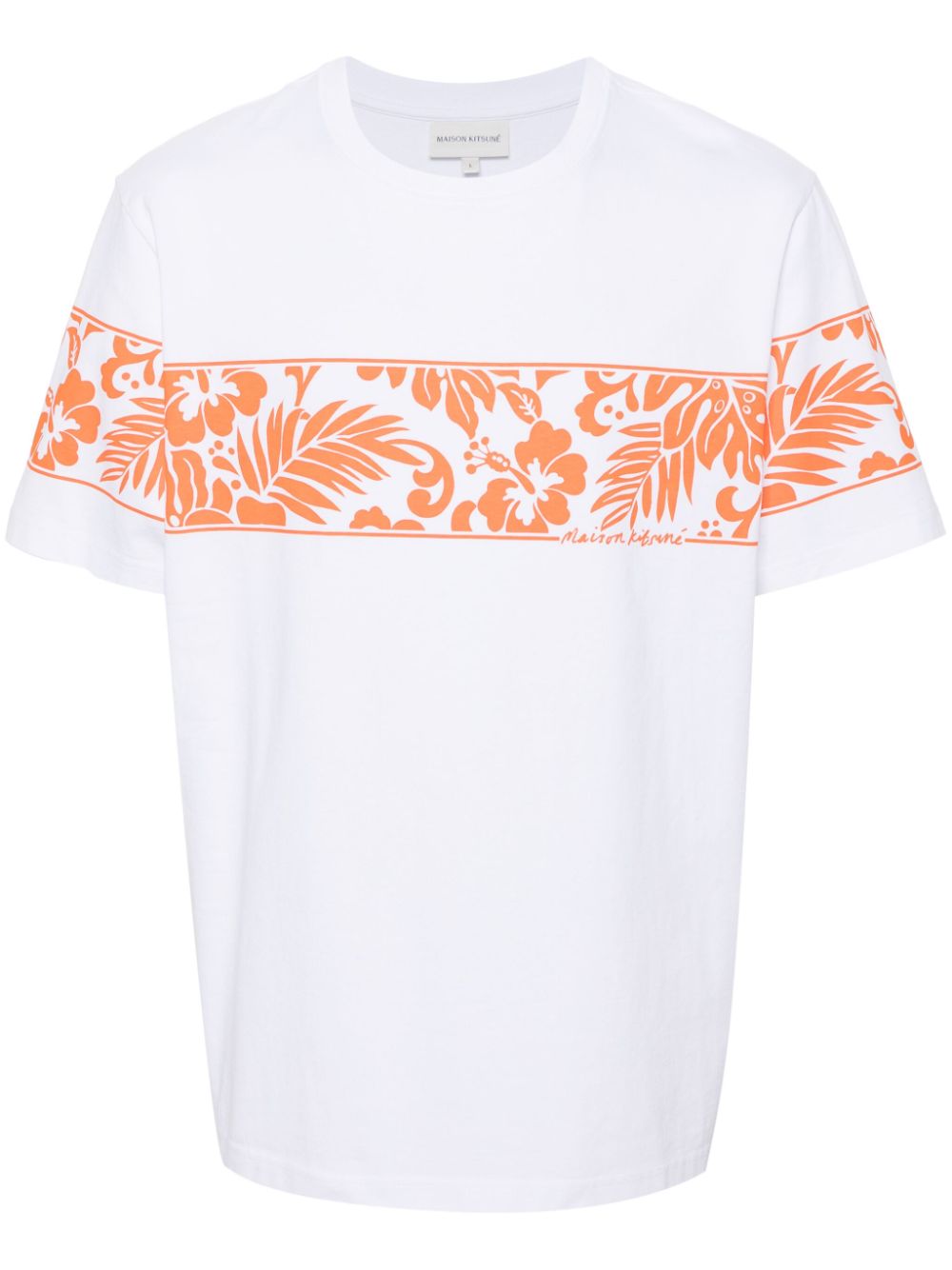 Maison Kitsuné floral-print Cotton T-shirt White Men T-Shirts Maison-Kitsune