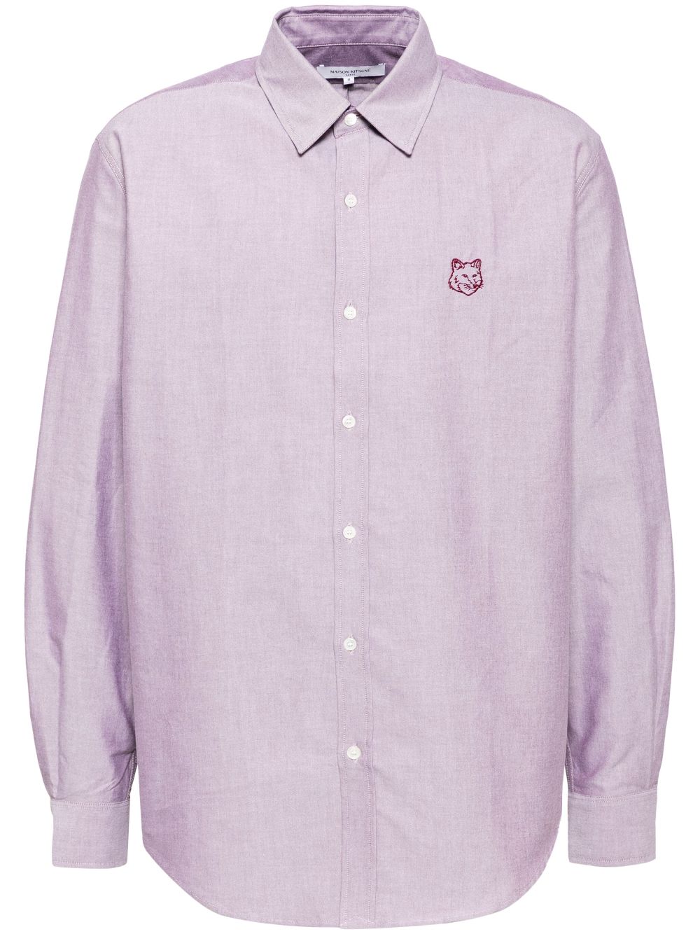 Maison-Kitsune Maison Kitsuné Fox Head-embroidered Shirt Purple Men Shirts