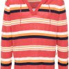 Men Knitted Sweaters Maison-Kitsune Maison Kitsuné Striped Hooded Jumper Red