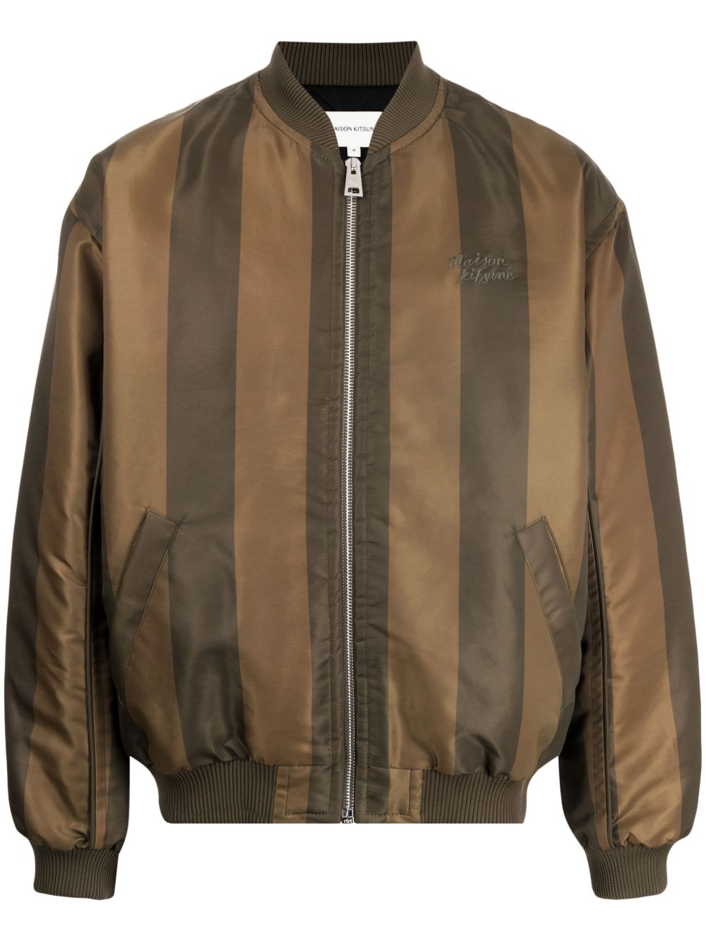 Maison-Kitsune Bomber Jackets Men Maison Kitsuné Striped Bomber Jacket Green