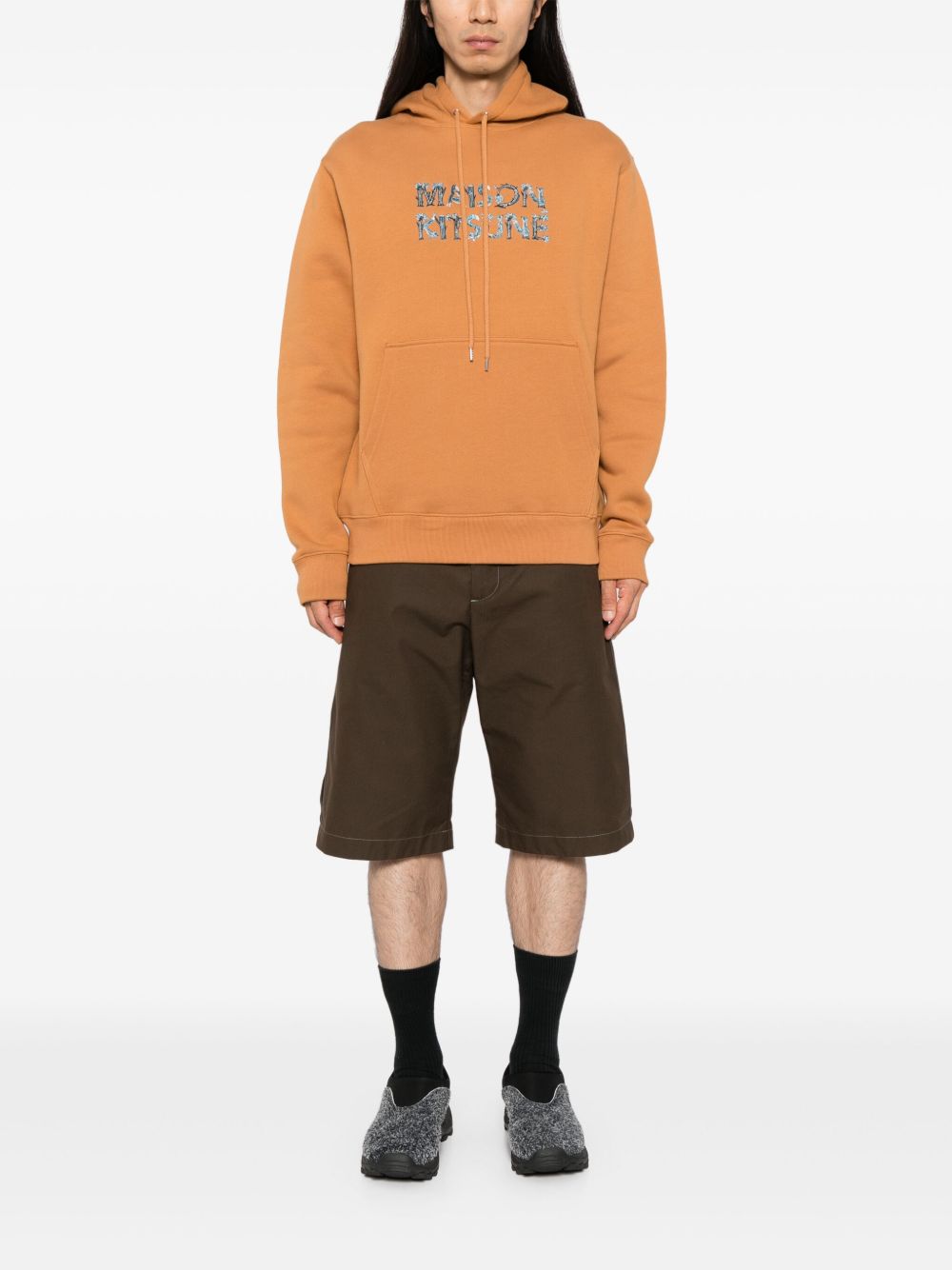 Men Hoodies Maison-Kitsune Maison Kitsuné Wooland Alphabet Comfort Hoodie Orange