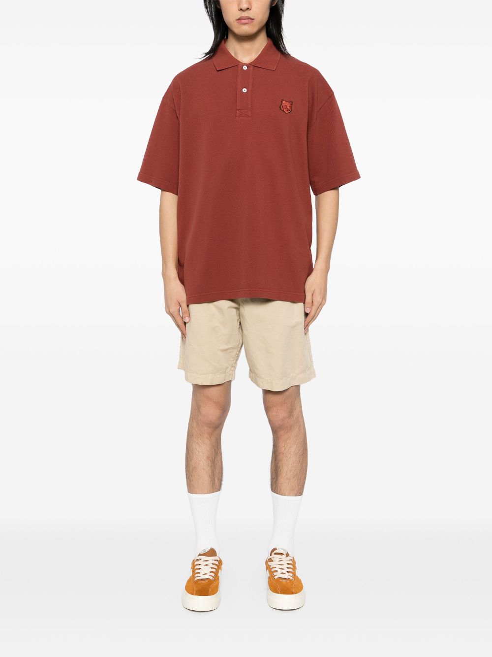 Maison Kitsuné Bold Fox Head Patch Comfort Polo Shirt Brown Maison-Kitsune Men Polo Shirts