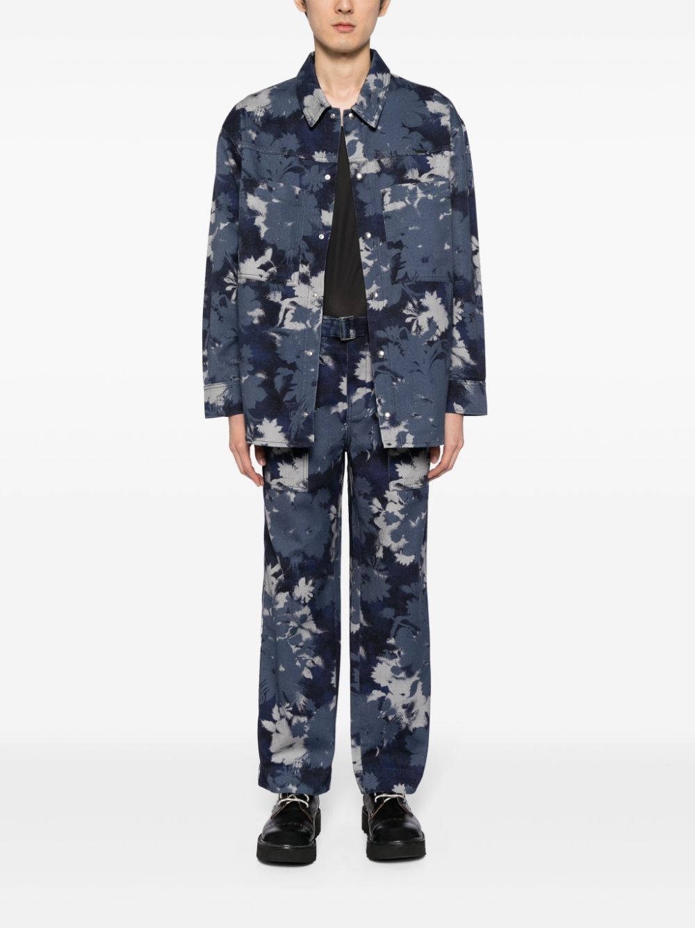 Men Regular & Straight-Leg Jeans Maison-Kitsune Maison Kitsuné abstract-print straight-leg Jeans Blue