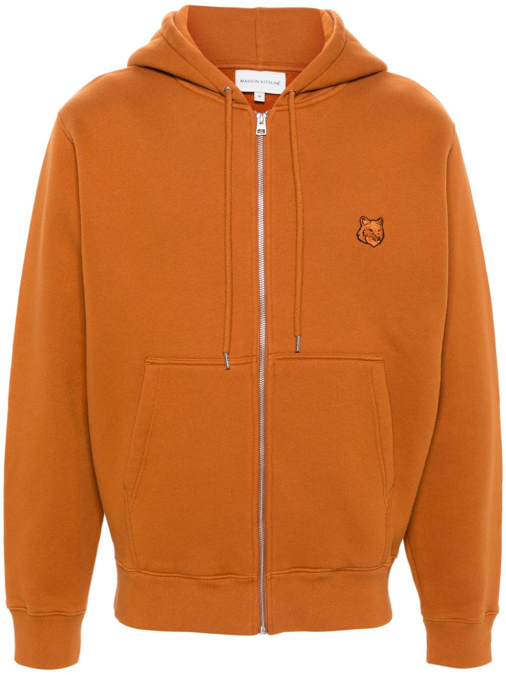 Maison Kitsuné Fox-motif Cotton Hoodie Brown Maison-Kitsune Men Hoodies