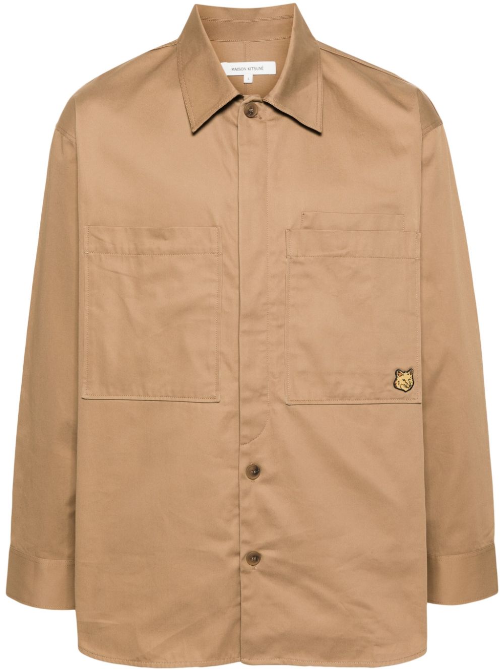 Maison Kitsuné Fox Head Gabardine Overshirt Neutrals Maison-Kitsune Men Shirts