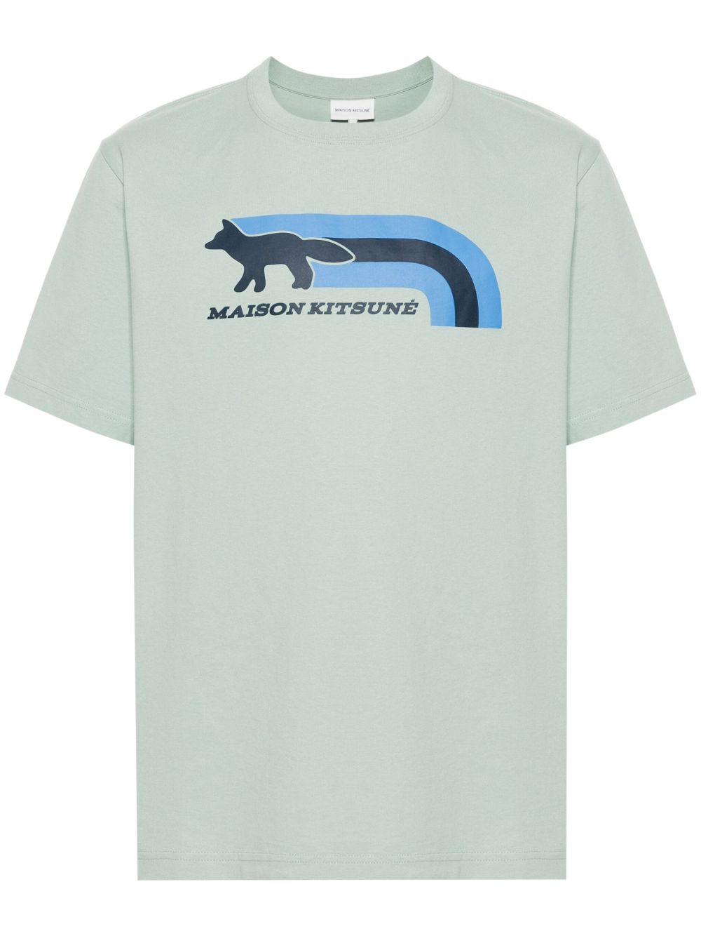 Men T-Shirts Maison-Kitsune Maison Kitsuné logo-appliqué Cotton T-shirt Green