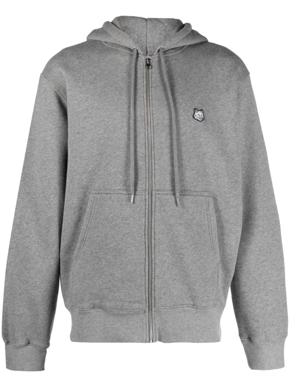 Maison Kitsuné Fox-patch Cotton Hoodie Grey Men Hoodies Maison-Kitsune