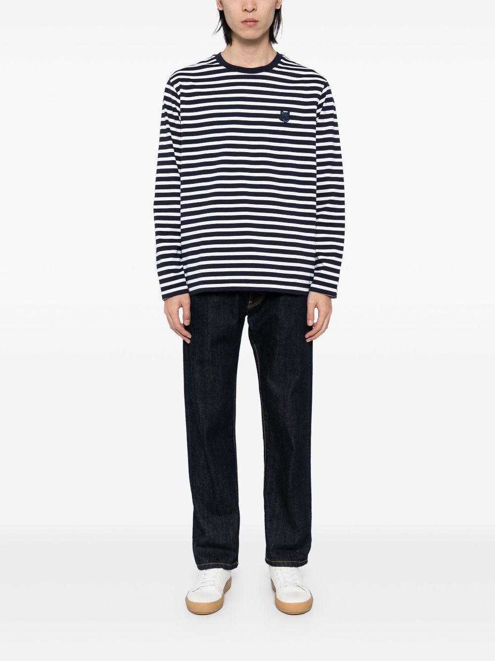Maison Kitsuné Bold Fox Head Patch Regular Marin T-shirt Blue Maison-Kitsune Men T-Shirts