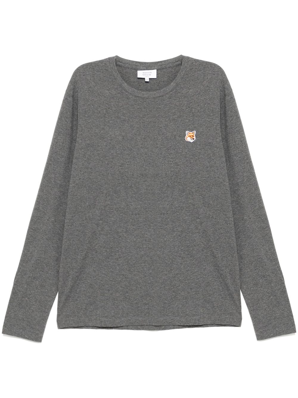 Maison-Kitsune T-Shirts Men Maison Kitsuné Bold Fox Head Patch T-shirt Grey