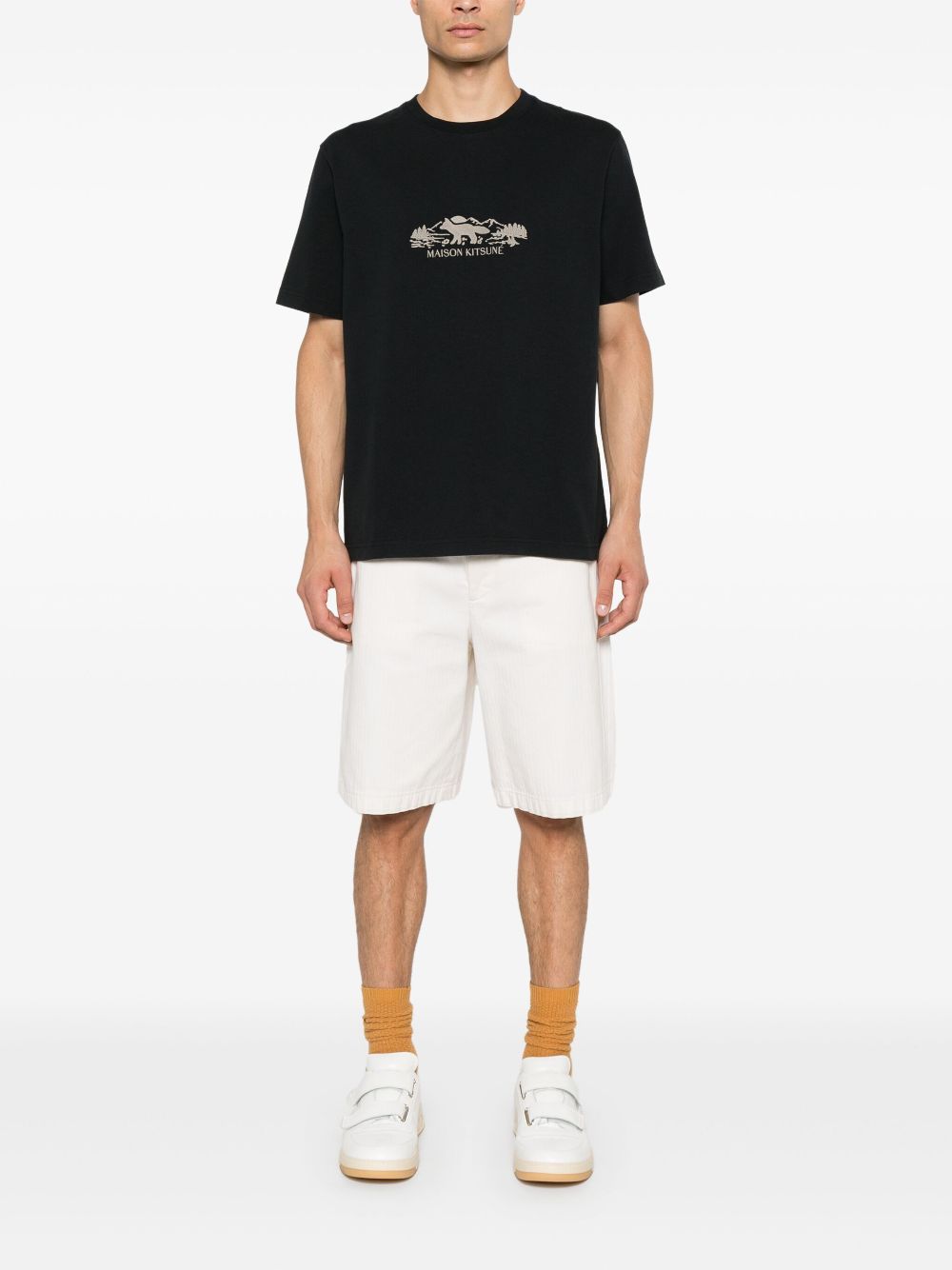 Maison-Kitsune Maison Kitsuné Outdoor Profile Fox T-shirt Black Men T-Shirts